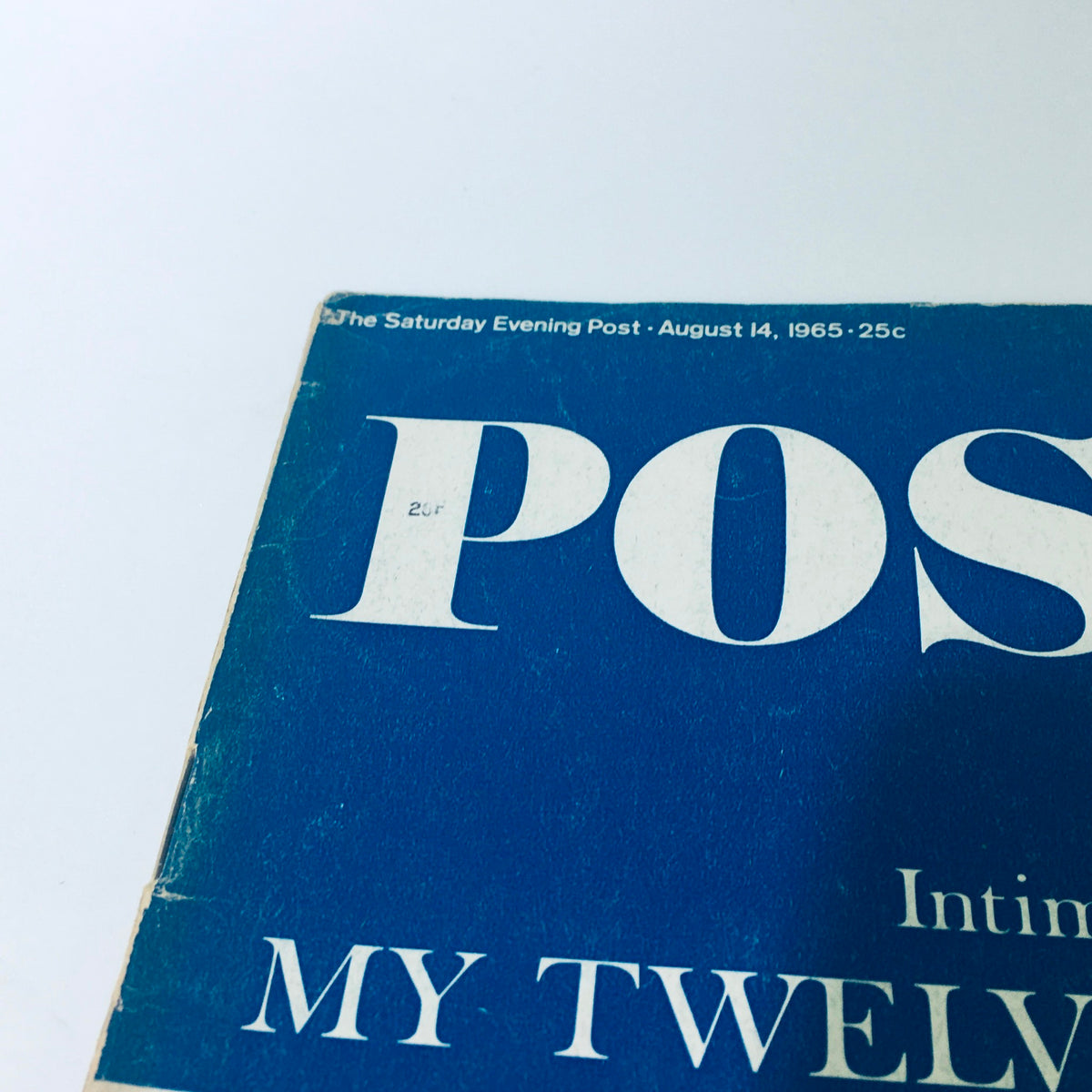 Close-up of the cover of VTG The Saturday Evening Post August 14 1965 featuring bold title and date, highlighting the vintage charm of the magazine.