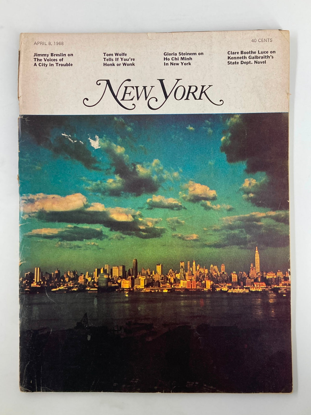 New York Magazine April 8 1968 Manhattan Skyline Shot from New Jersey