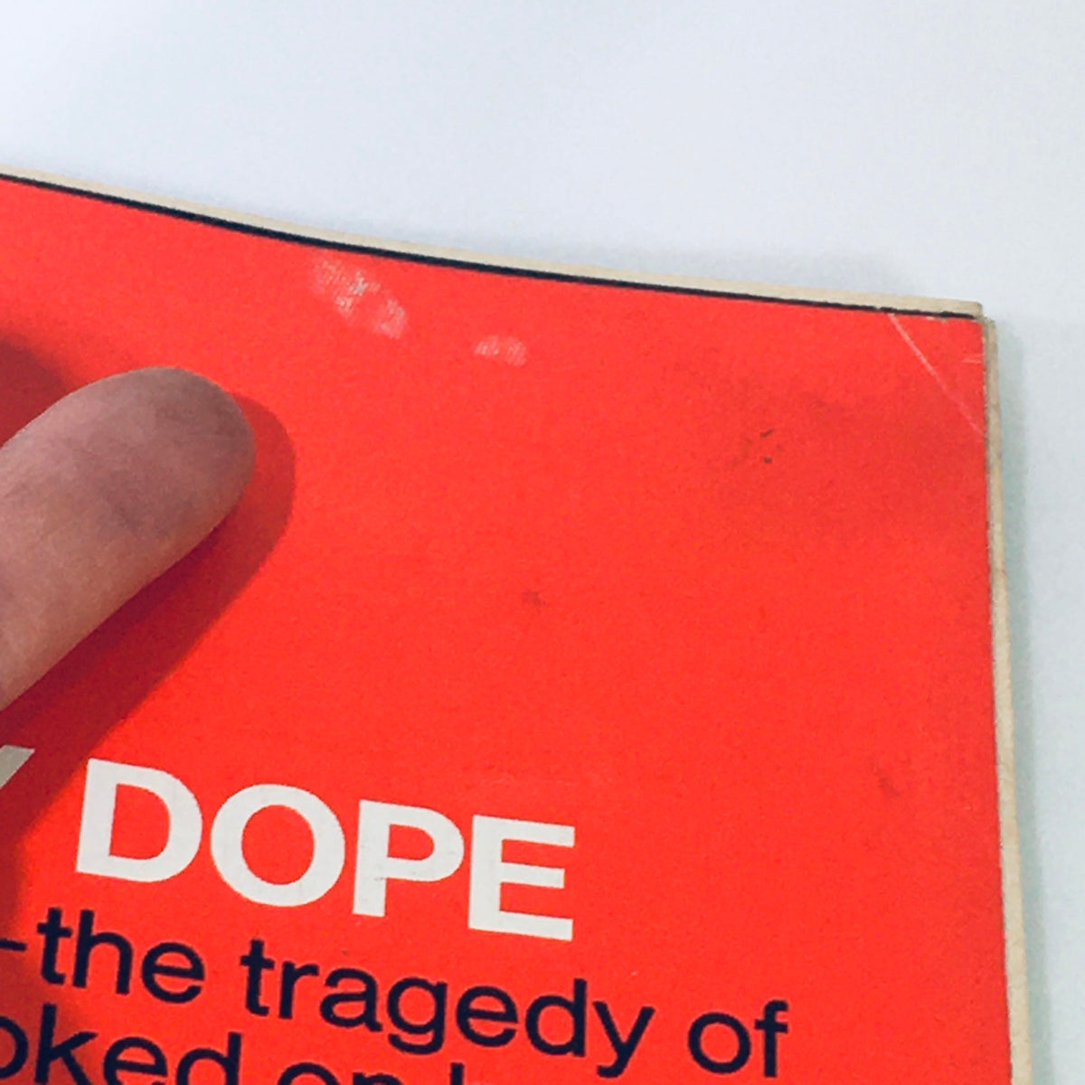 Close-up view of the VTG Look Magazine July 26 1966 cover, highlighting the bold title 'Death by Dope' and detailing the tragic story of addiction.