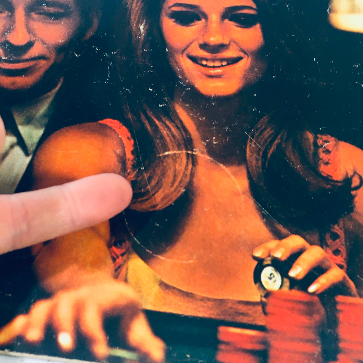 Detailed view of the VTG Look Magazine November 29 1966 cover where a woman smiles while gambling with chips.