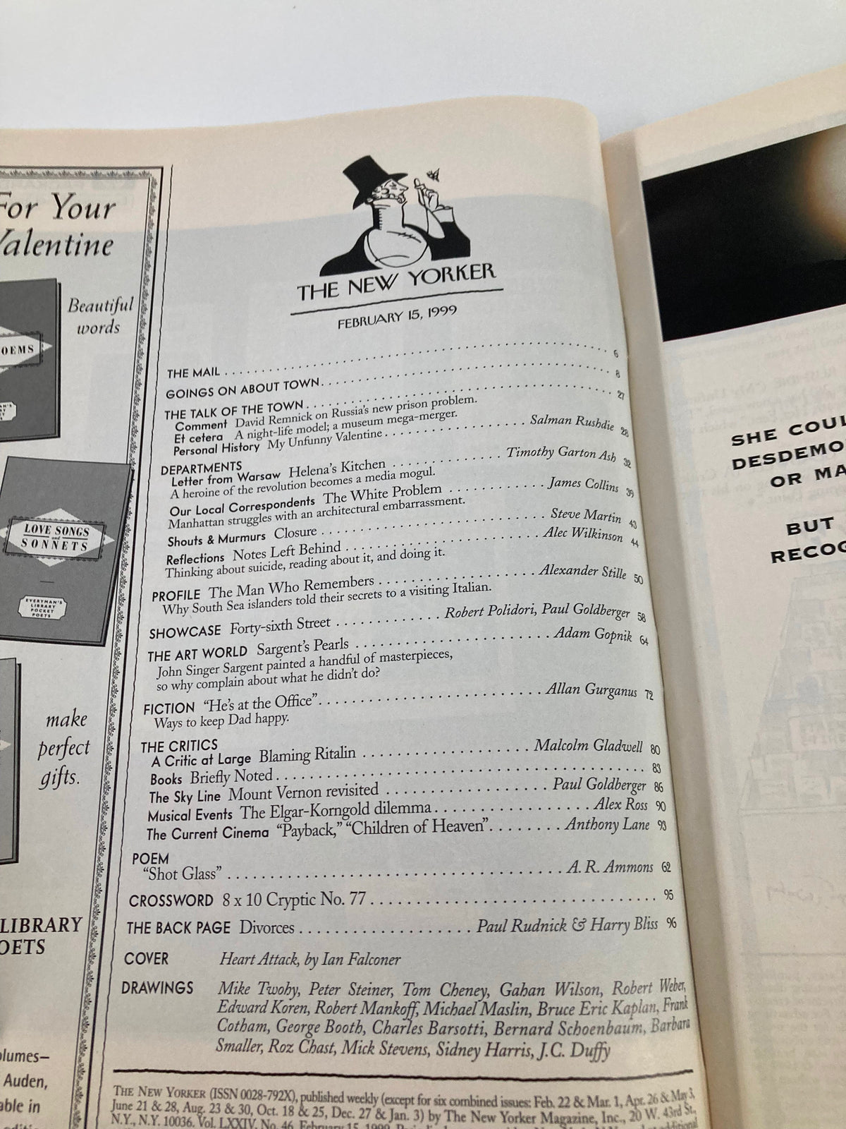 The New Yorker Magazine February 15 1999 Heart Attack by Ian Falconer