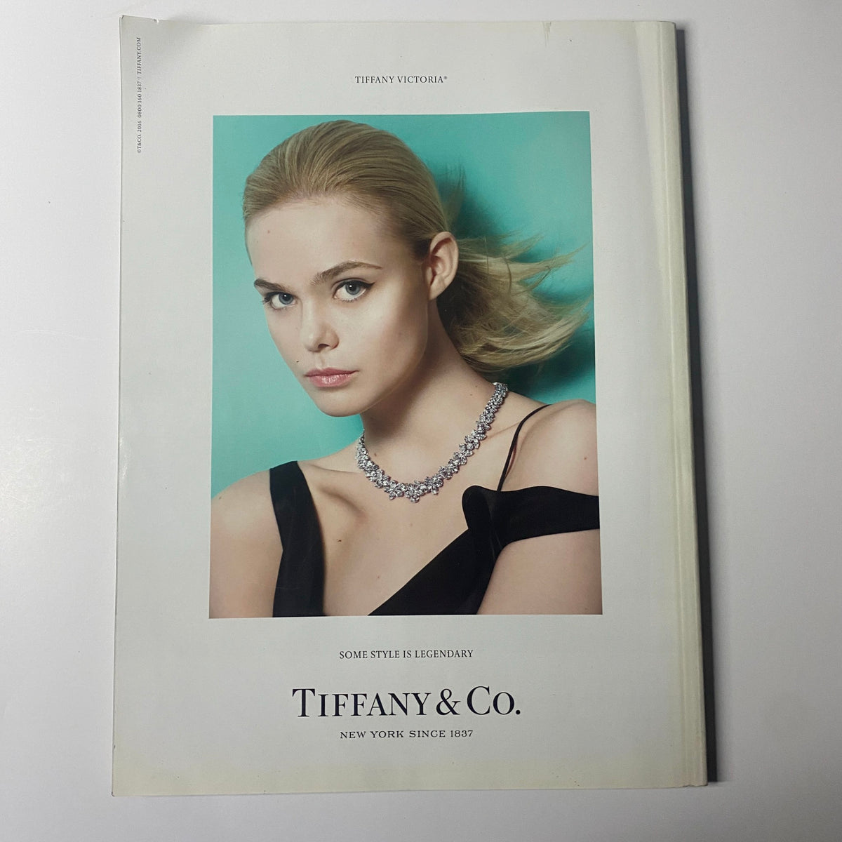 Advertisement page for Tiffany & Co. in Harper's Bazaar British Magazine January 2017, featuring a model adorned with exquisite jewelry.