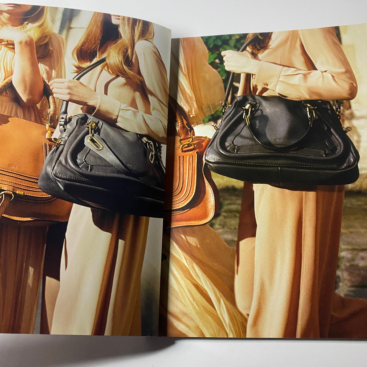 Harper's Bazaar UK Magazine February 2012 Uma Thurman Cover No Label VG includes a page displaying stylish handbags in a luxurious setting, modeled by women in flowing dresses.