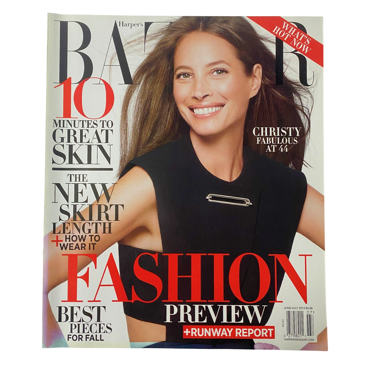 Harper's Bazaar Magazine June - July 2013 featuring Christy Turlington on the cover, showcasing her timeless elegance and highlights such as fashion trends and beauty tips.