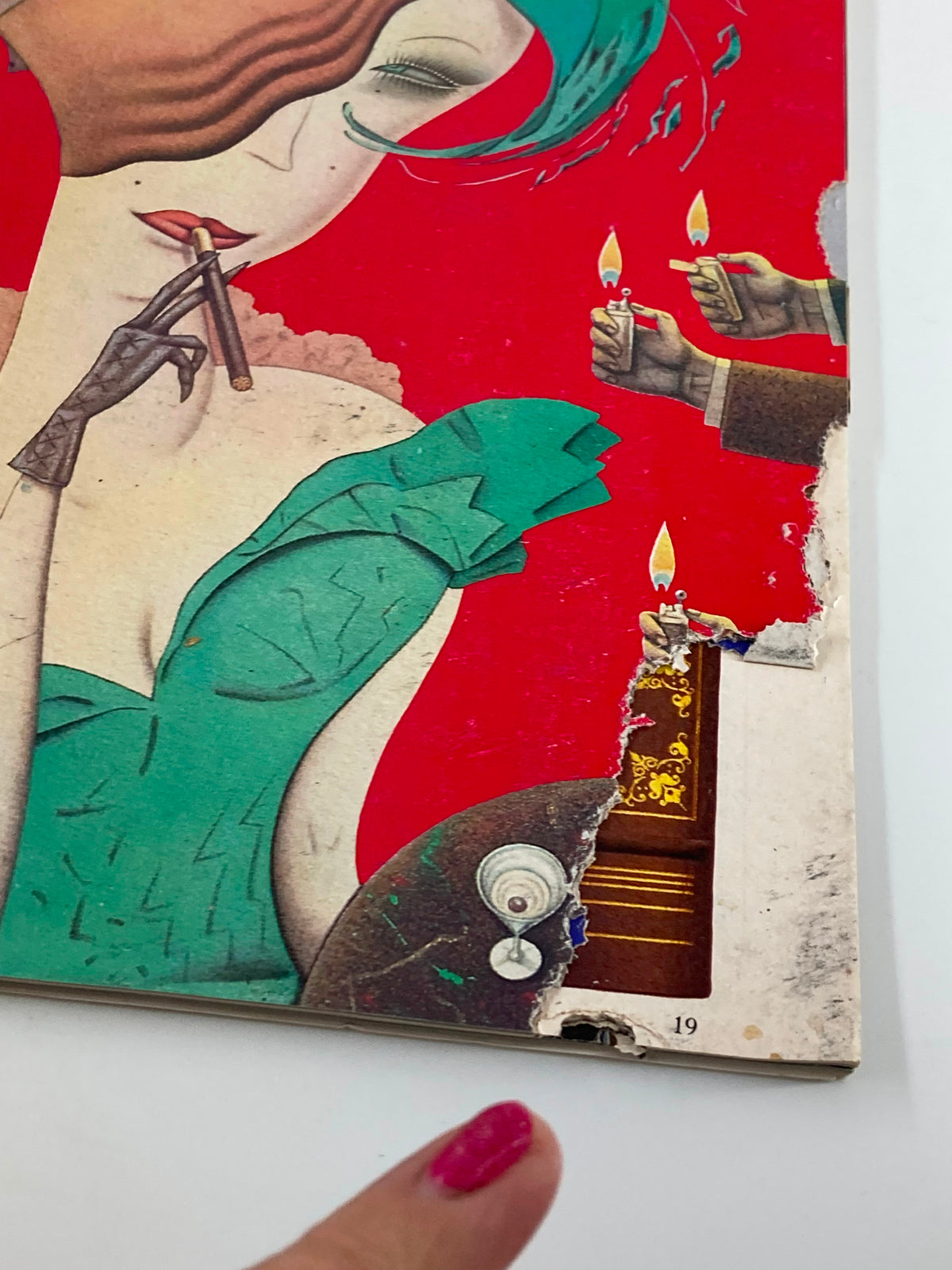 Close-up of the cover of the March 1984 Vanity Fair Magazine, showcasing the unique artistic elements and wear details.