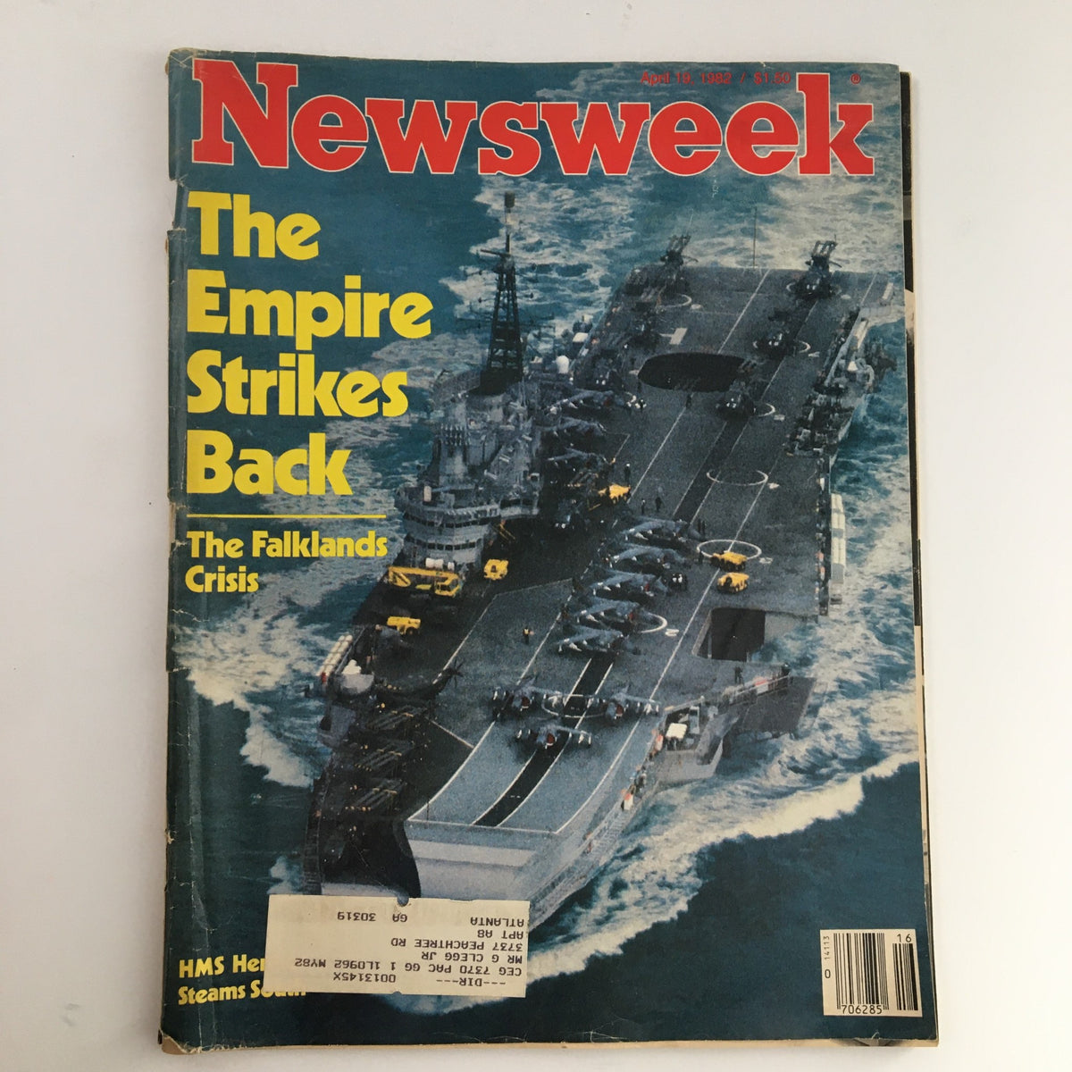 Cover of Newsweek Magazine, April 19, 1982, featuring 'The Empire Strikes Back' with coverage of the Falkland Crisis