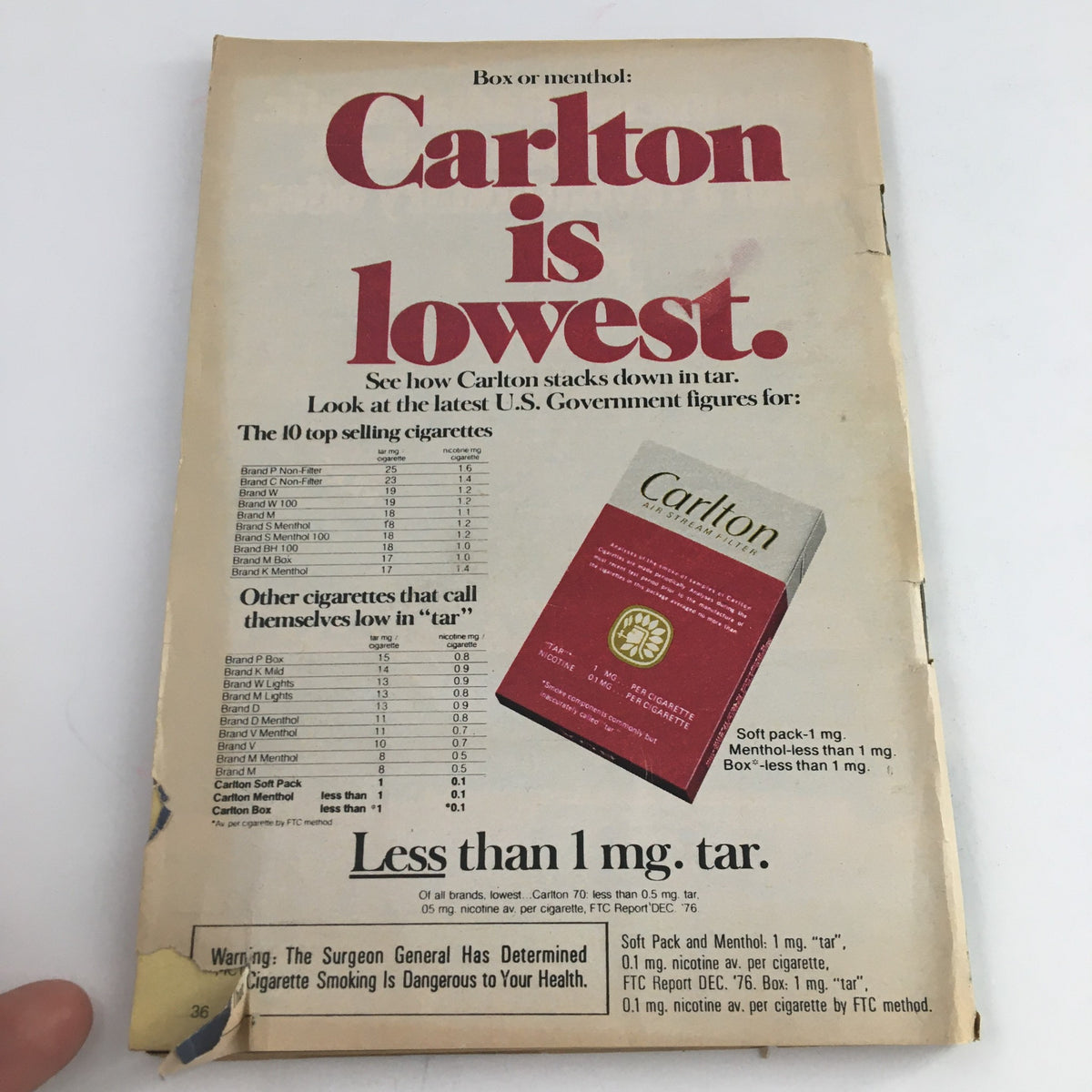 TV Guide Magazine June 25 1977 back cover featuring an advertisement for Carlton cigarettes.