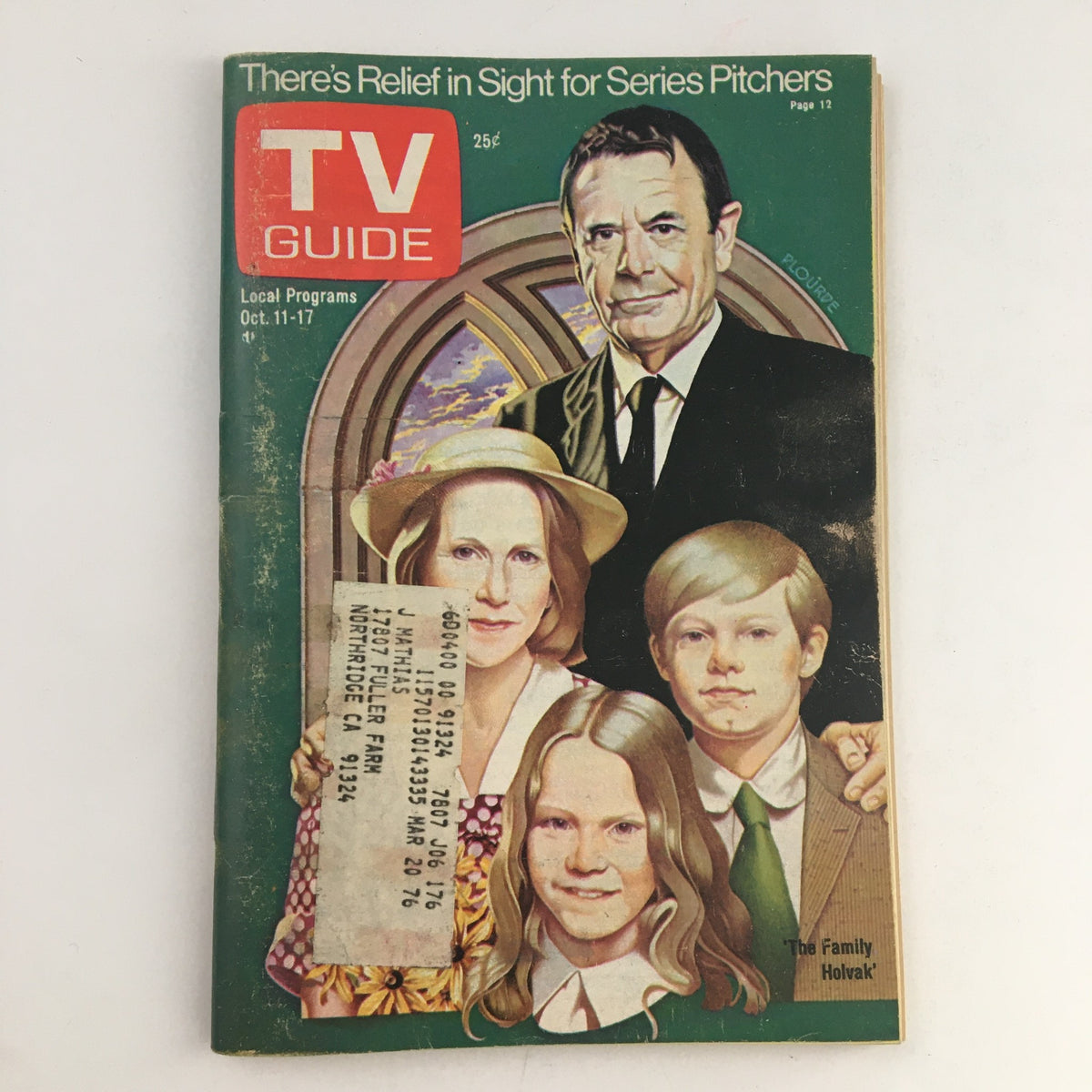 Cover of TV Guide Magazine from October 11, 1975, featuring Glenn Ford and Lance Kerwin, showcasing the vintage style of 1970s television.