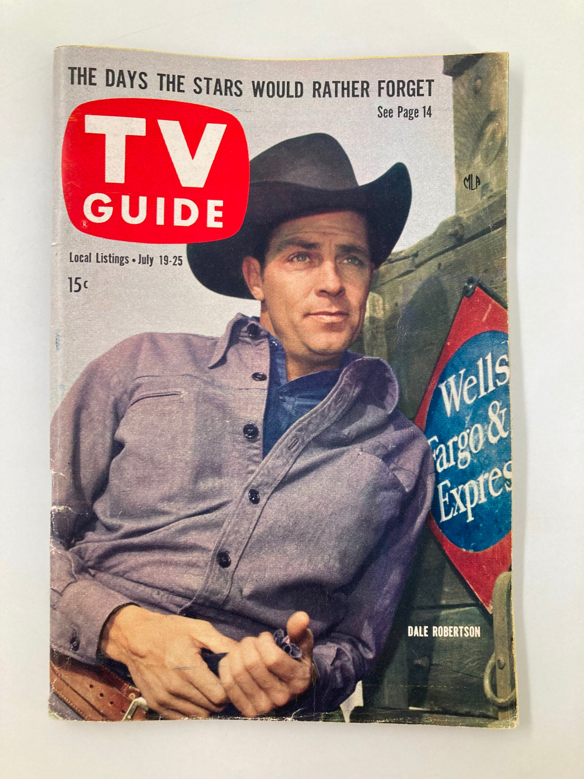 TV Guide Magazine from July 19, 1958 featuring Dale Robertson on the cover, showcasing vintage American television history.