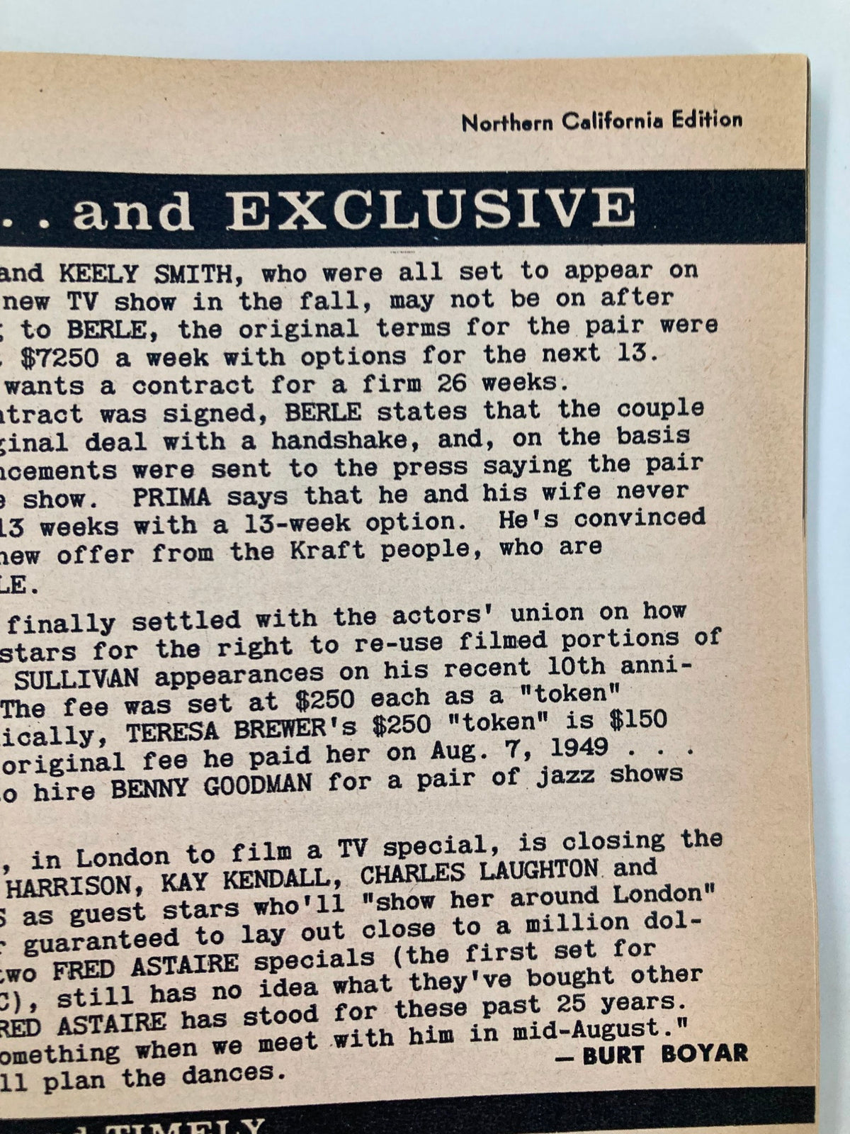 Exclusive article excerpt from the Northern California Edition of TV Guide Magazine, discussing upcoming TV shows in the July 19, 1958 issue.