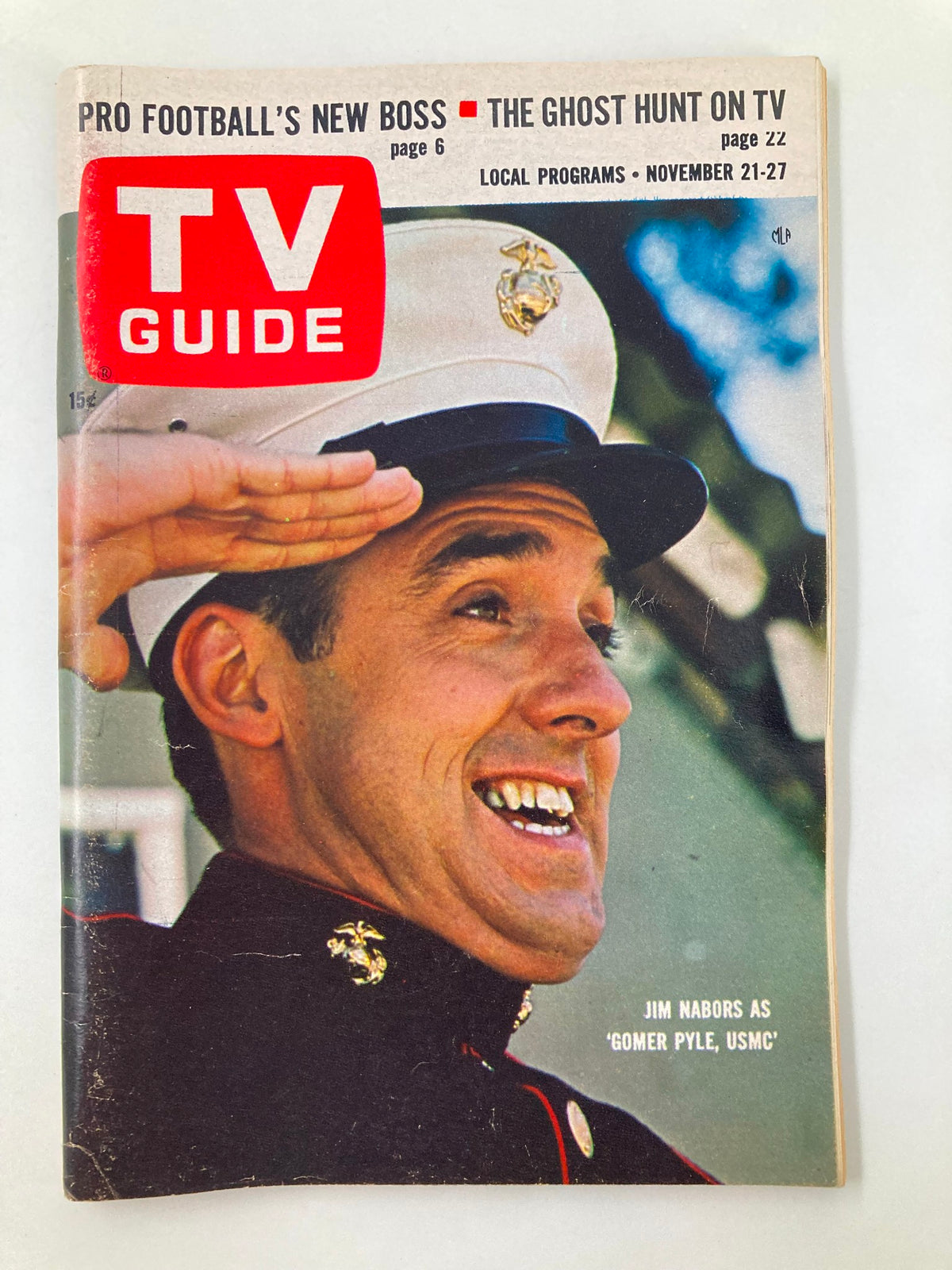 Cover of TV Guide Magazine November 21 1964 featuring Jim Nabors as Gomer Pyle, U.S.M.C. The magazine highlights local programs and includes a prominent TV Guide logo.