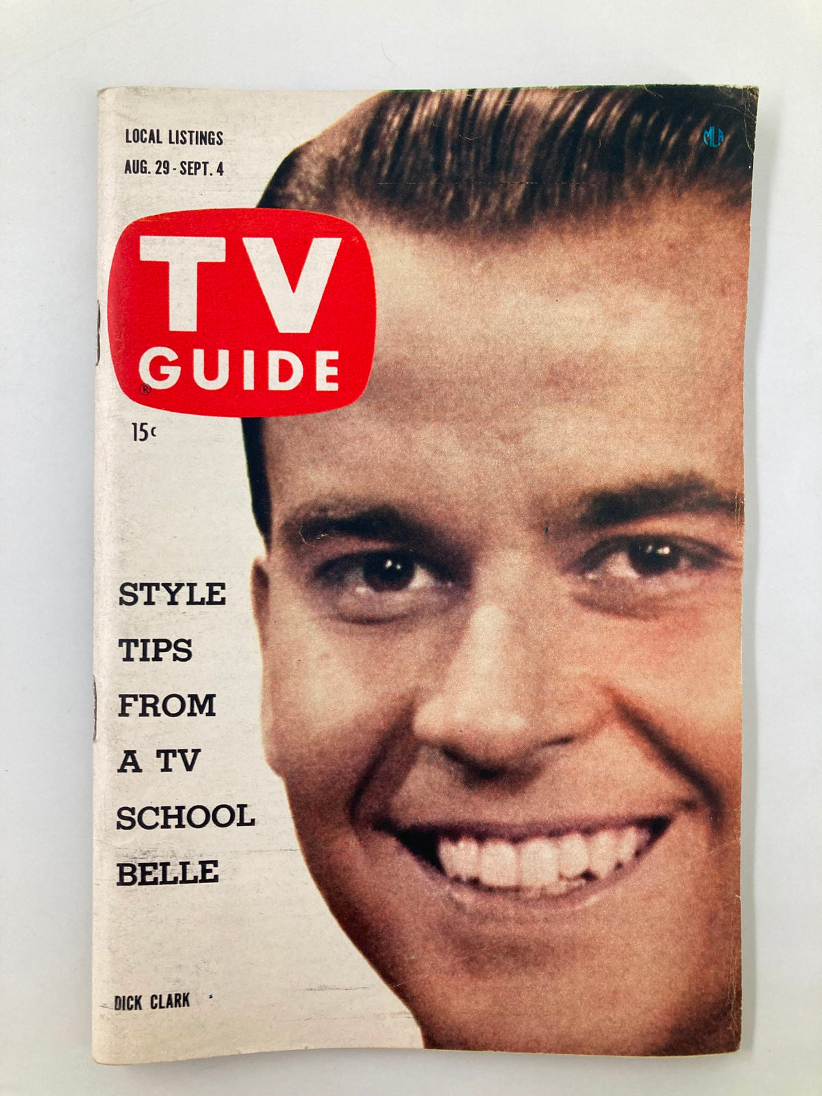 Cover of TV Guide Magazine August 29 1959 featuring Dick Clark, showcasing local listings and style tips.