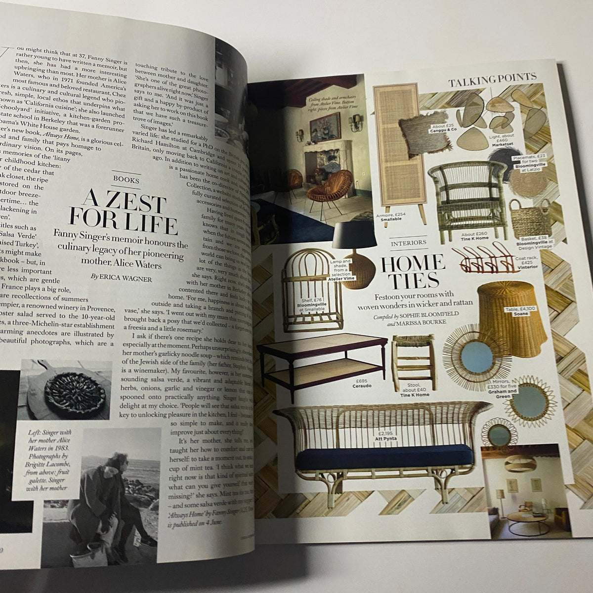 Harper's Bazaar UK Magazine July 2020 presenting a home decor feature titled 'Home Ties' with stylish rattan furniture and beautiful interior design elements.