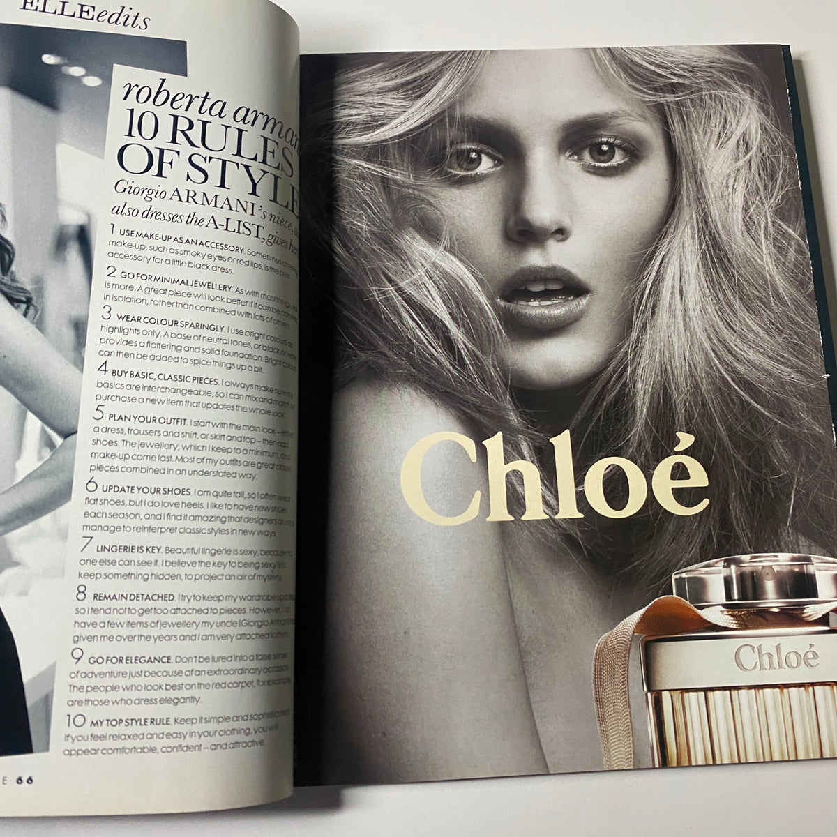 Chloé perfume advertisement from Elle UK Magazine May 2008, displaying a captivating model and elegant product presentation.