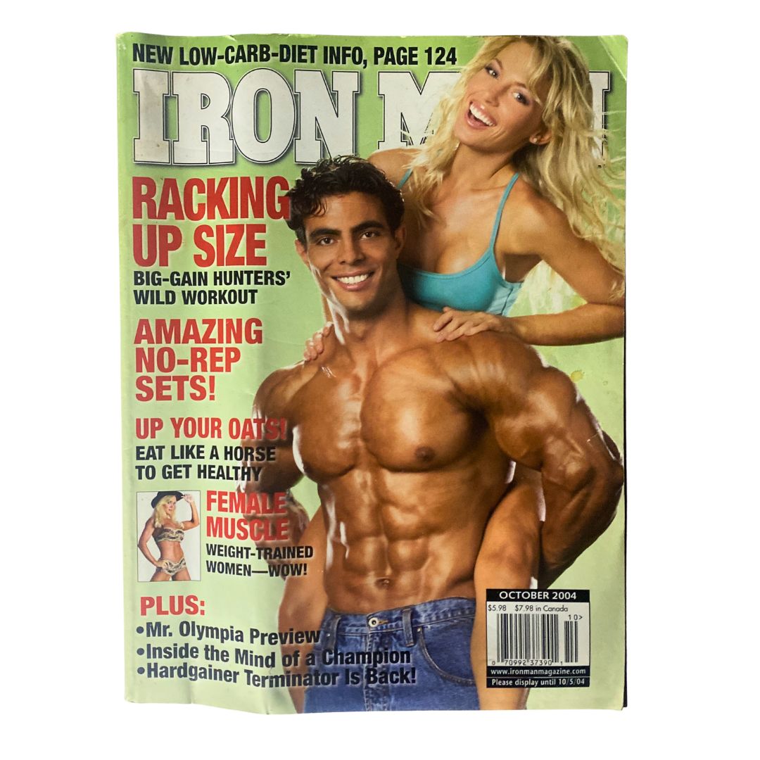 Ironman Magazine October 2004 Vol 63, Num 10 featuring Tamer El Shahat and Shay Lyn on the cover, showcasing fitness and bodybuilding content.