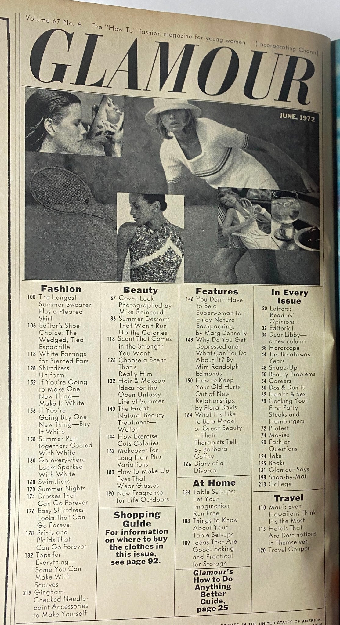 Glamour Magazine June 1972 Table of Contents highlighting fashion and beauty articles, reflecting the creative and stylish essence of the early 1970s.