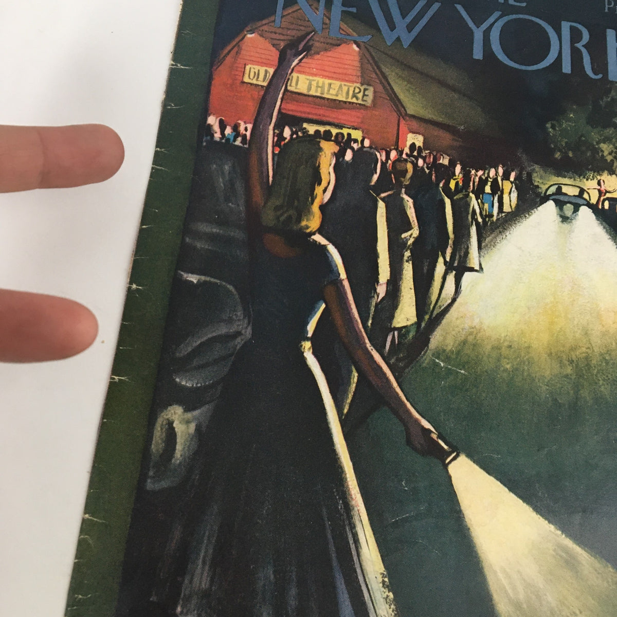 Cover of The New Yorker July 7, 1956 featuring a vintage illustration by Arthur Getz showing a crowd at a theater, highlighting the artistic style and cultural essence of the era.