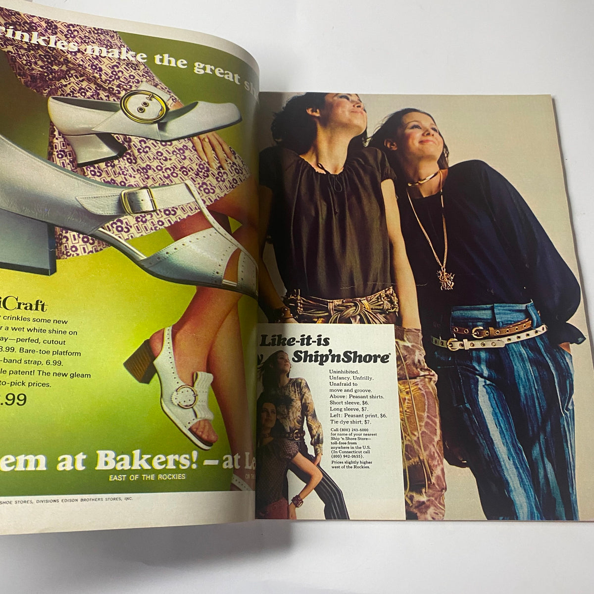 Fashion spread from Seventeen Magazine March 1970, displaying stylish outfits and accessories of the era, highlighting trends in youth fashion.