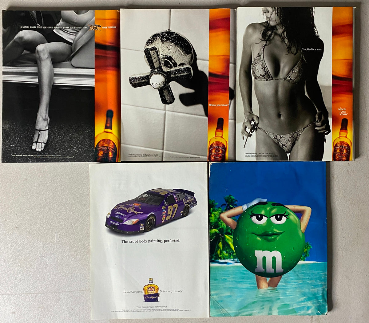 Lot of 5 Sports Illustrated Magazine The Swimsuit Issue includes collector's ads and artistic photography, highlighting the evolution of sports fashion from the years 2000, 2001, 2005, and 2009.