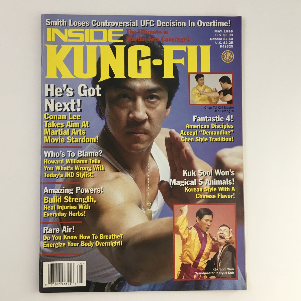 Cover of Inside Kung Fu Magazine May 1998 featuring Conan Lee and articles on martial arts, including kuk Sool Won.