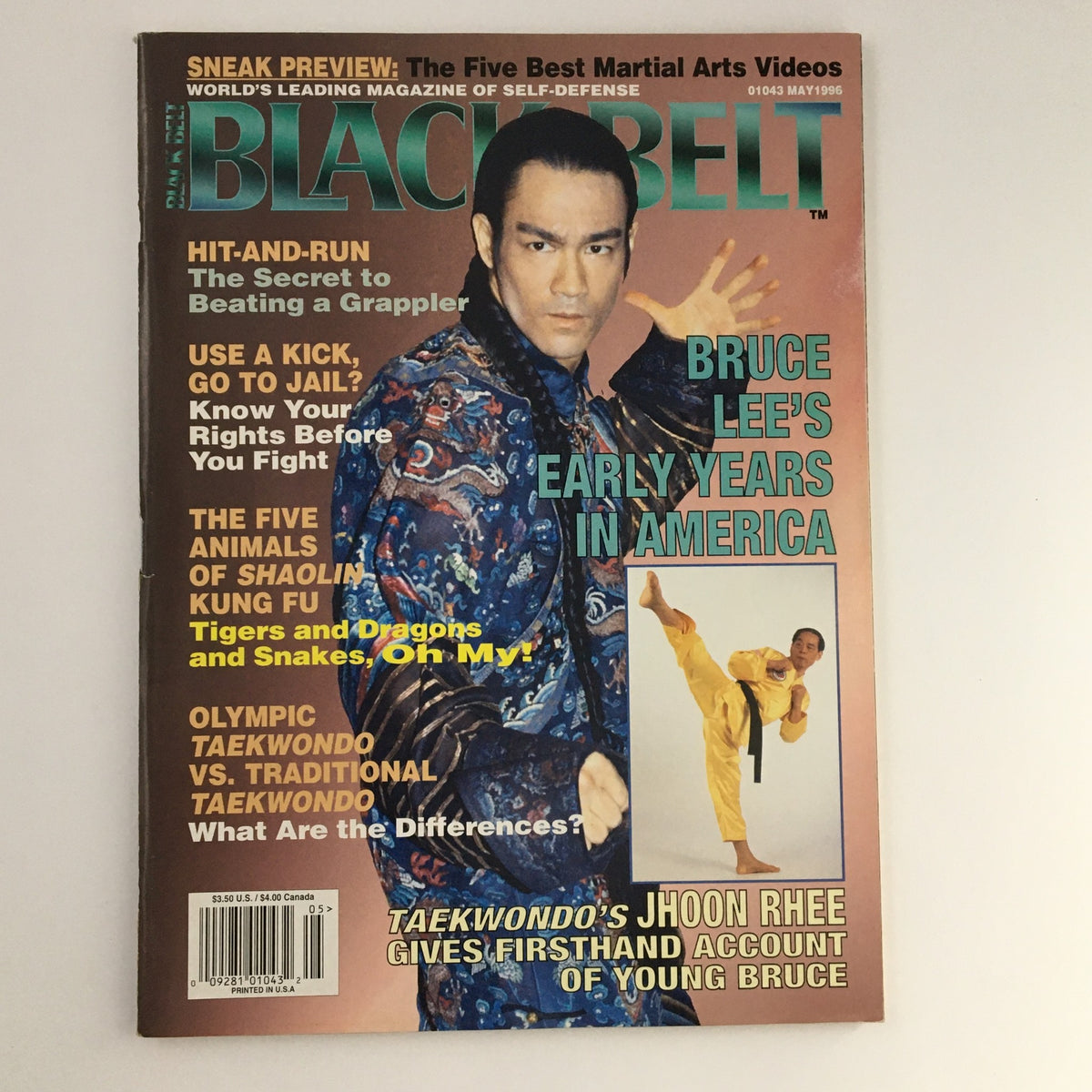 Black Belt Magazine May 1996 Bruce Lee & Taekwondo's Jhoon Rhee No Label