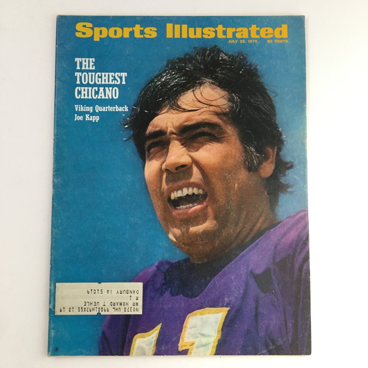 Cover of Sports Illustrated Magazine from July 20, 1970, featuring Viking quarterback Joe Kapp with the title 'The Toughest Chicano' on the front.