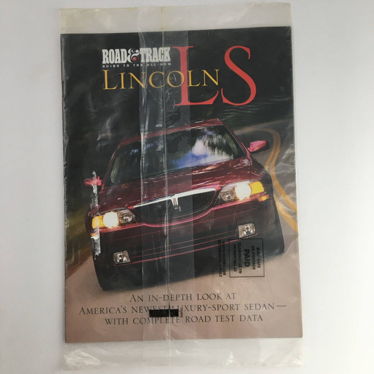 Road & Track Magazine 2001 Guide to All New Lincoln LS cover showcasing the luxury-sport sedan with complete road test data, sealed in very good condition.