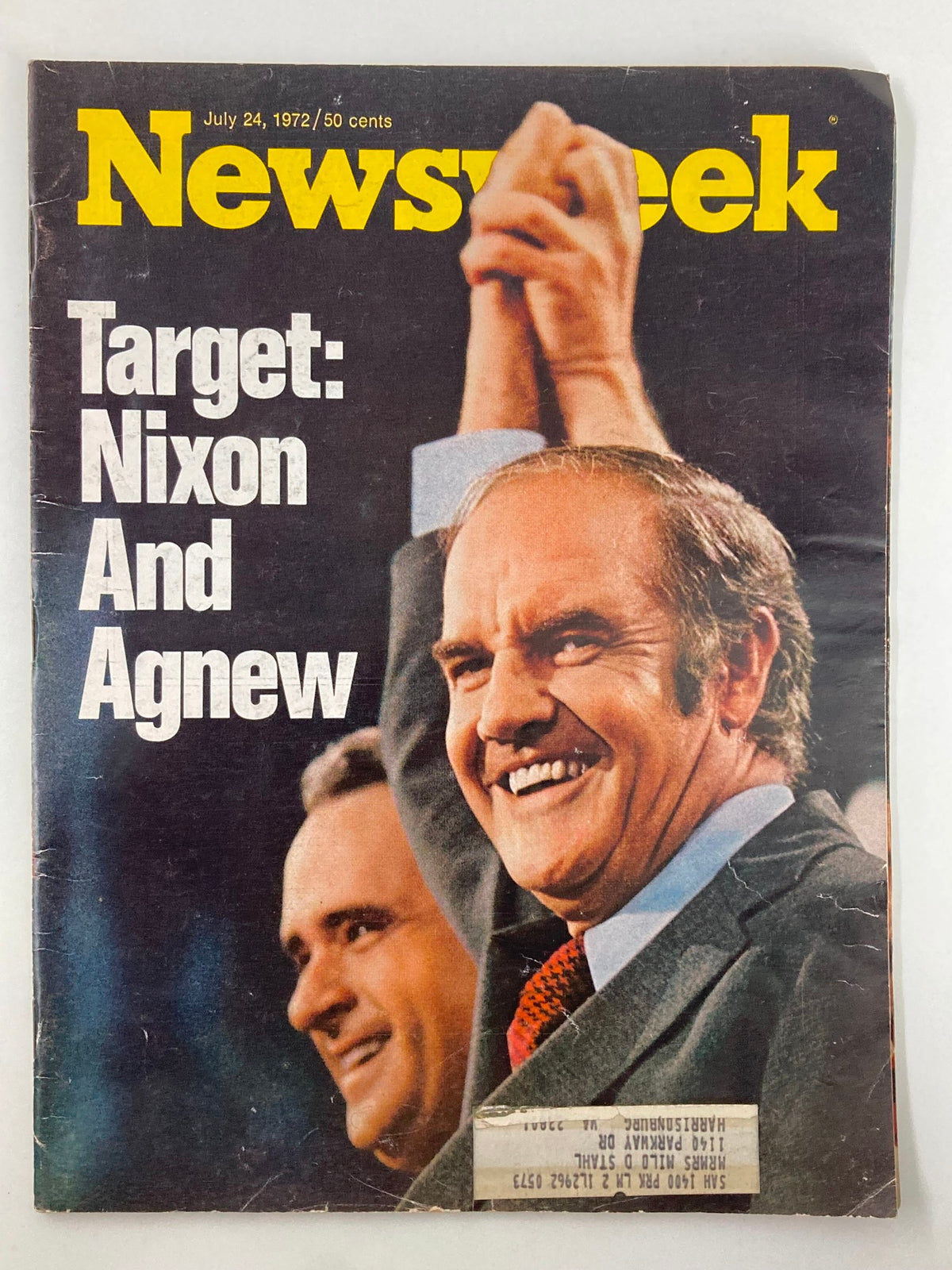 VTG Newsweek Magazine July 24 1972 featuring the cover story 'Target: Nixon and Agnew', showcasing prominent political figures in a historic issue.