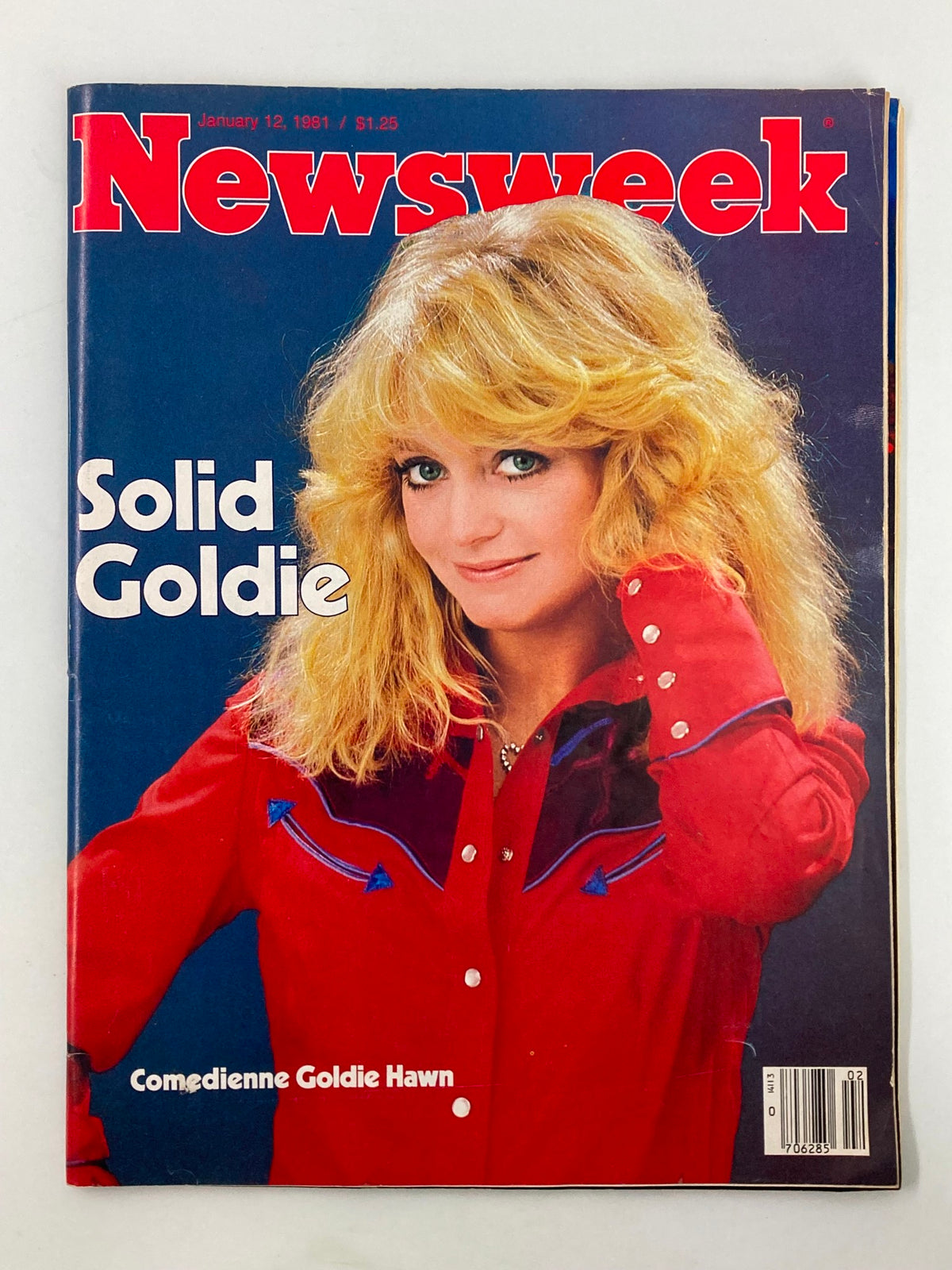 VTG Newsweek Magazine January 12 1981 featuring Goldie Hawn on the cover, showcasing her iconic style and charm, a collectible piece reflecting early 1980s entertainment culture.