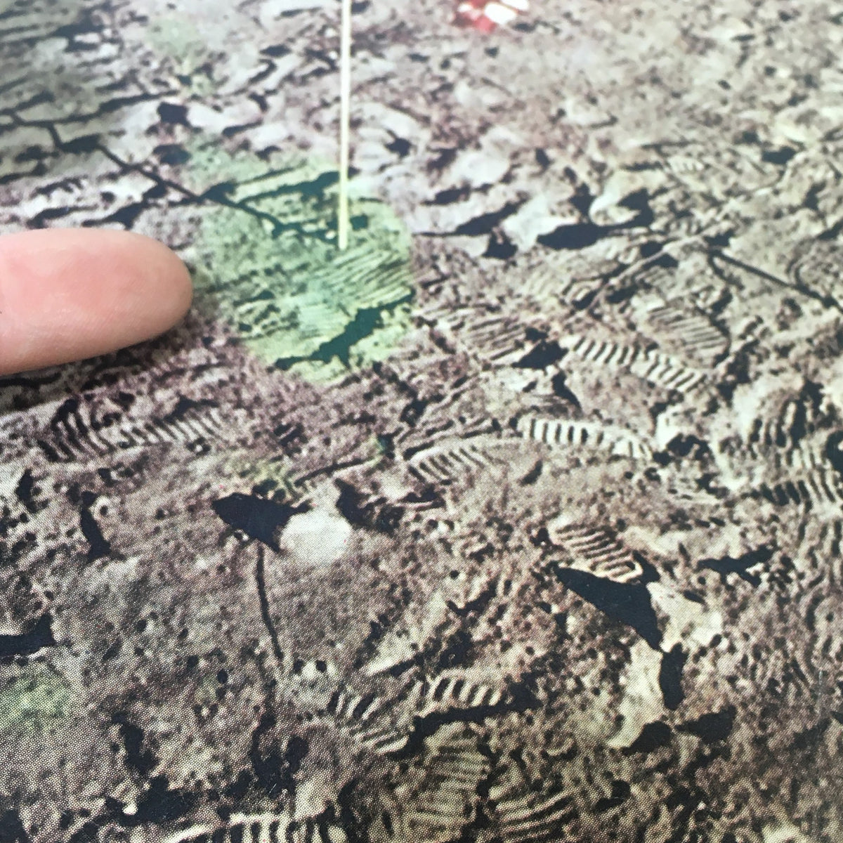 Close-up view of lunar surface images from VTG Life Magazine August 8 1969, highlighting footprints and the surrounding area.
