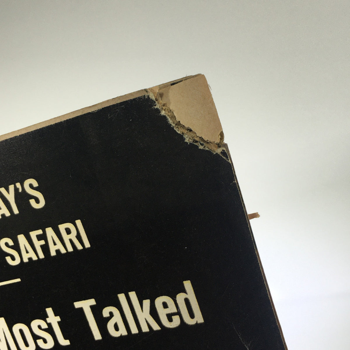Close-up of the top corner of the Vintage Life Magazine from April 19, 1963, showing minor wear and tear, highlighting its authenticity as a collectible item.