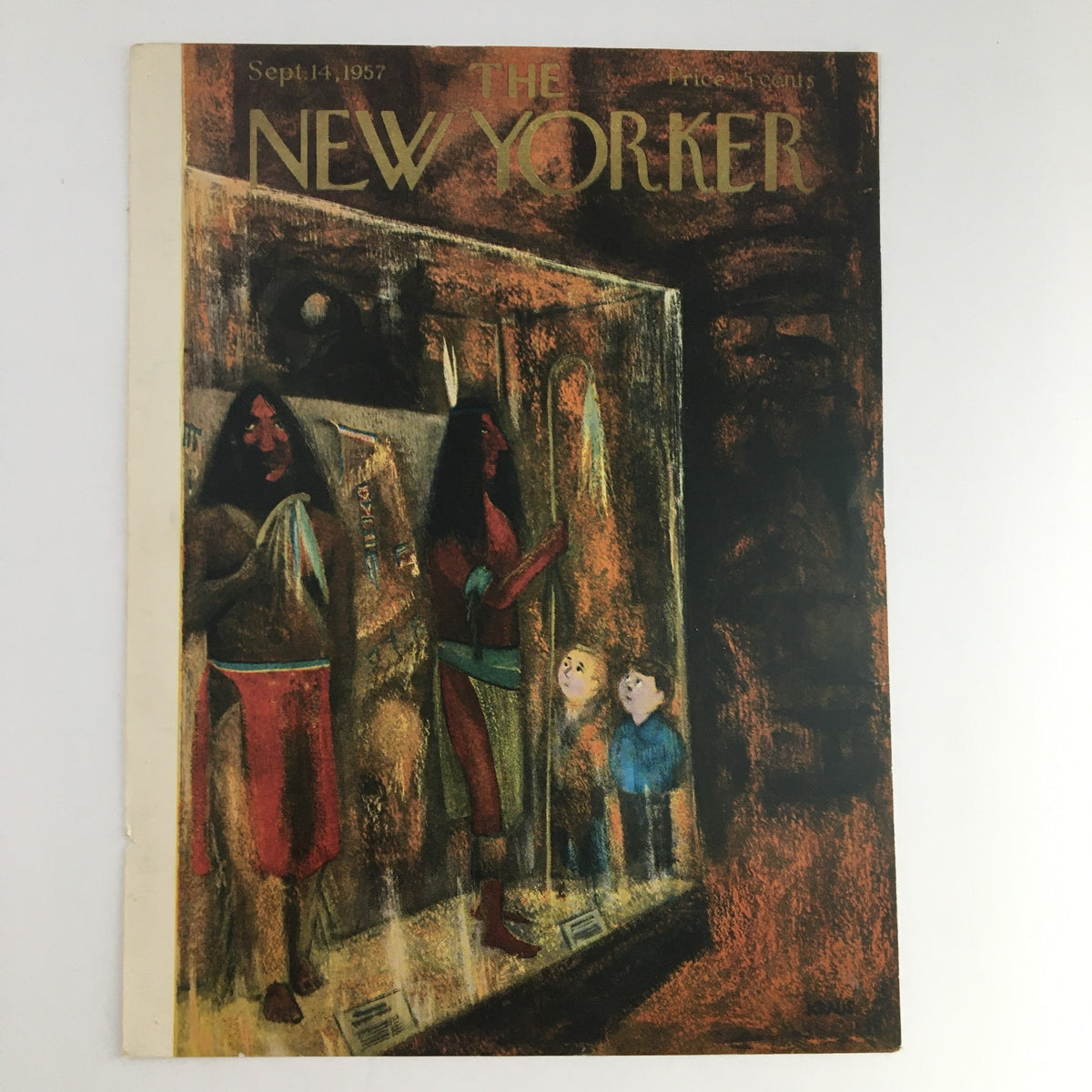 The New Yorker September 14 1957 Cover Art featuring a vibrant illustration by Robert Kraus depicting cultural themes and mid-century life in America.