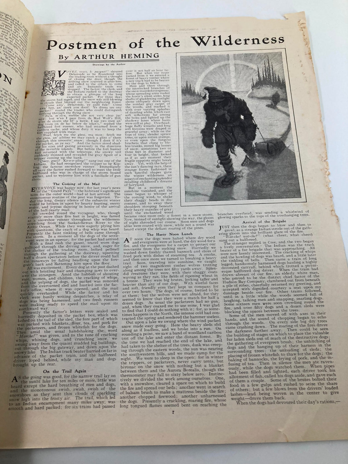 Another interior page of VTG The Sunday Magazine December 15 1907, featuring an article titled 'Postmen of the Wilderness' by Arthur Heming.