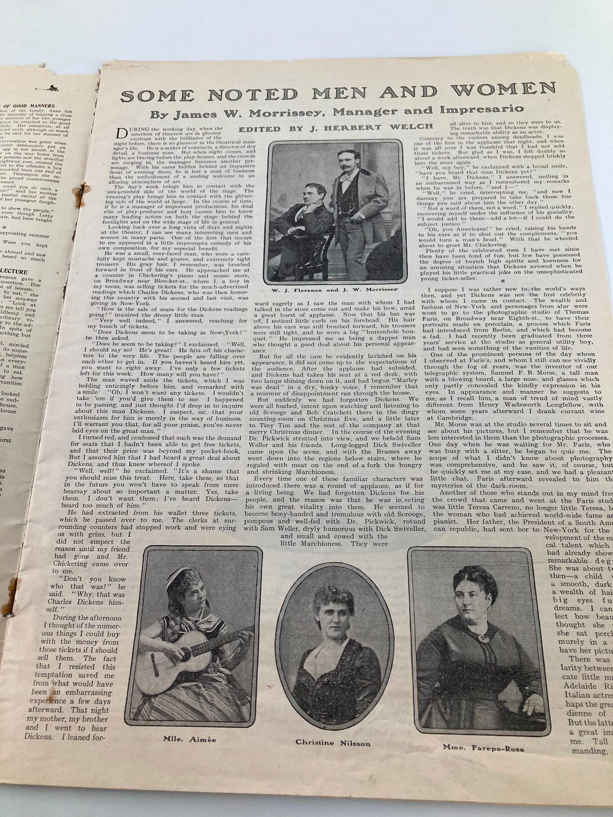 Interior page of the VTG The Sunday Magazine November 27, 1904, featuring an article titled 'Some Noted Men and Women' with accompanying photographs.