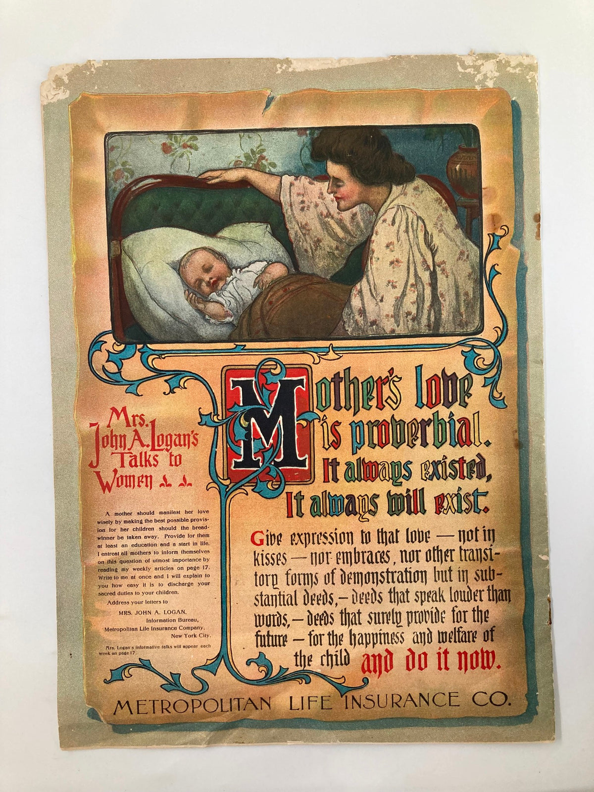 Cover of 'VTG The Sunday Magazine November 27 1904' featuring a mother tending to her sleeping baby, with colorful illustration and prominent text about maternal love.