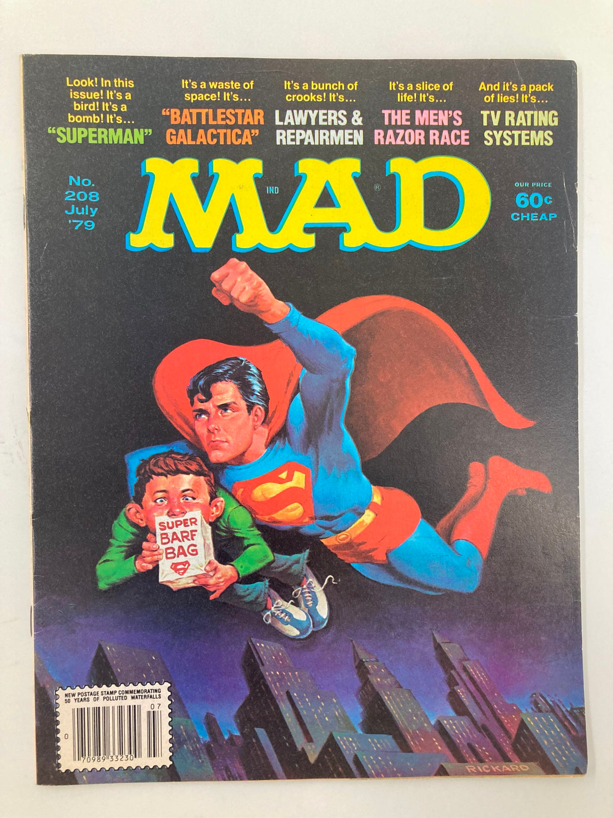 Mad Magazine July 1979 No. 208 Superman and Alfred Fine FN 6.0 No Label