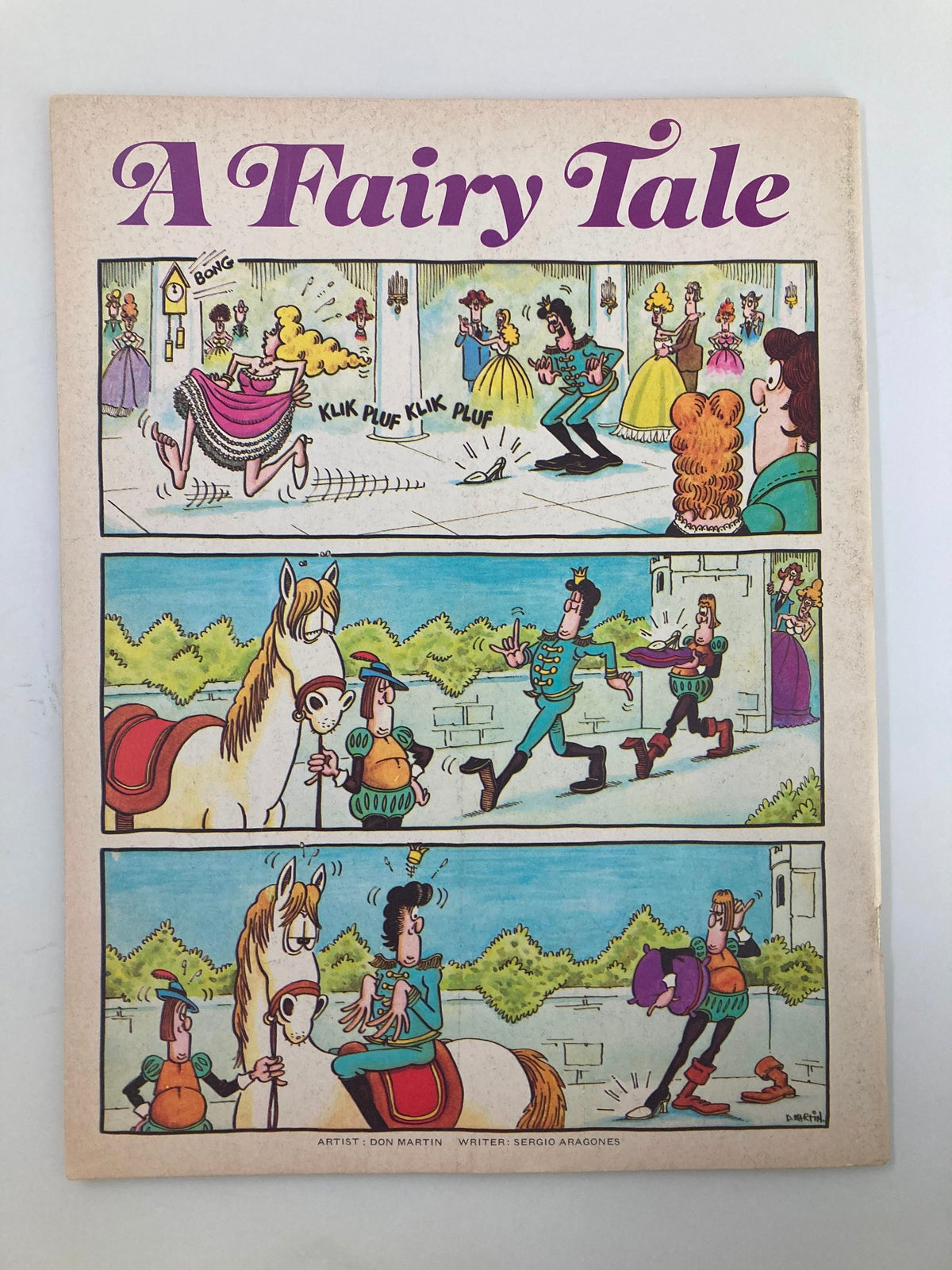 Cover illustration of the comic 'A Fairy Tale' by Don Martin, featured in Mad Magazine December 1977 No. 195.