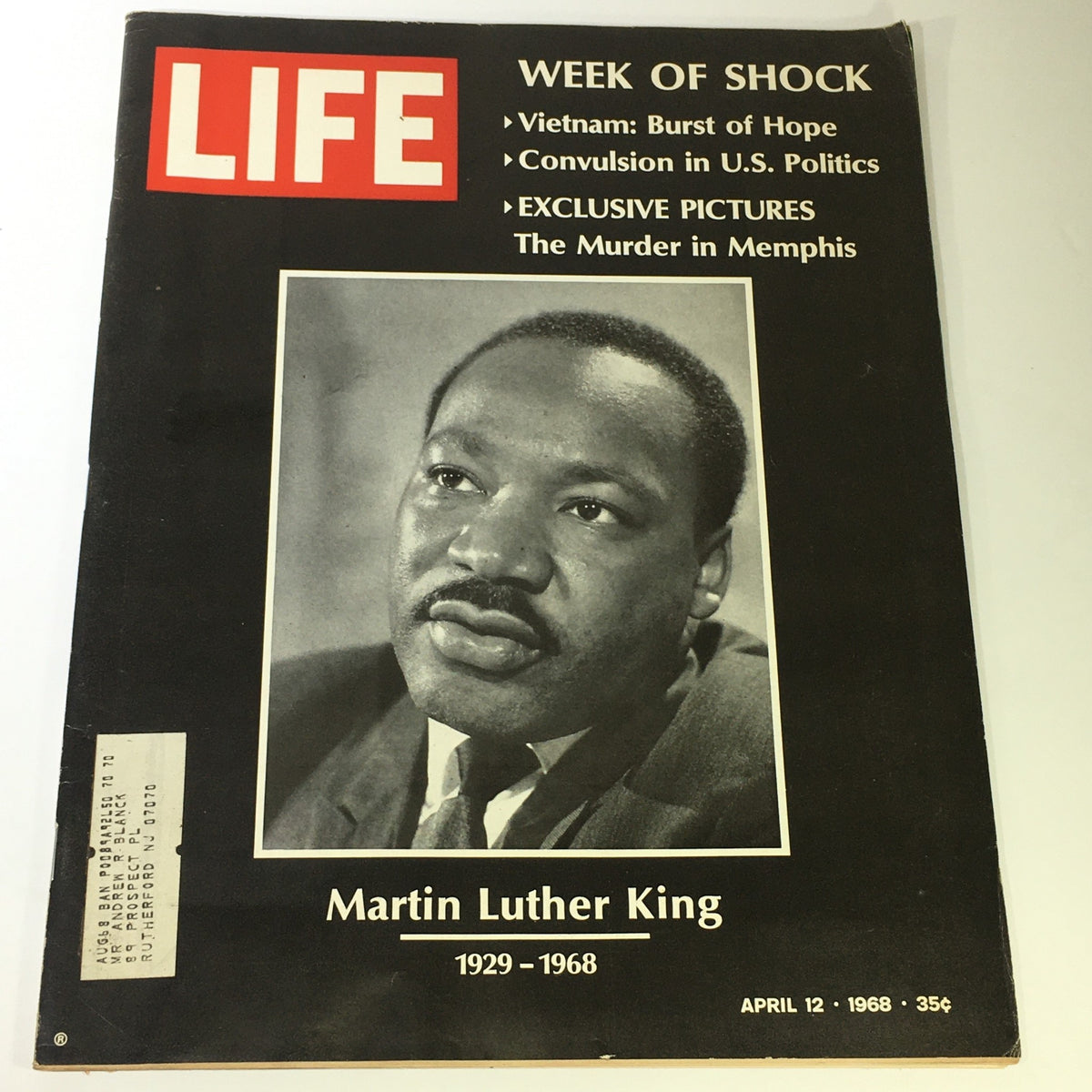 VTG Life Magazine April 12 1968 featuring a poignant cover tribute to Martin Luther King Jr., highlighting his impact on the civil rights movement and significant historical context.