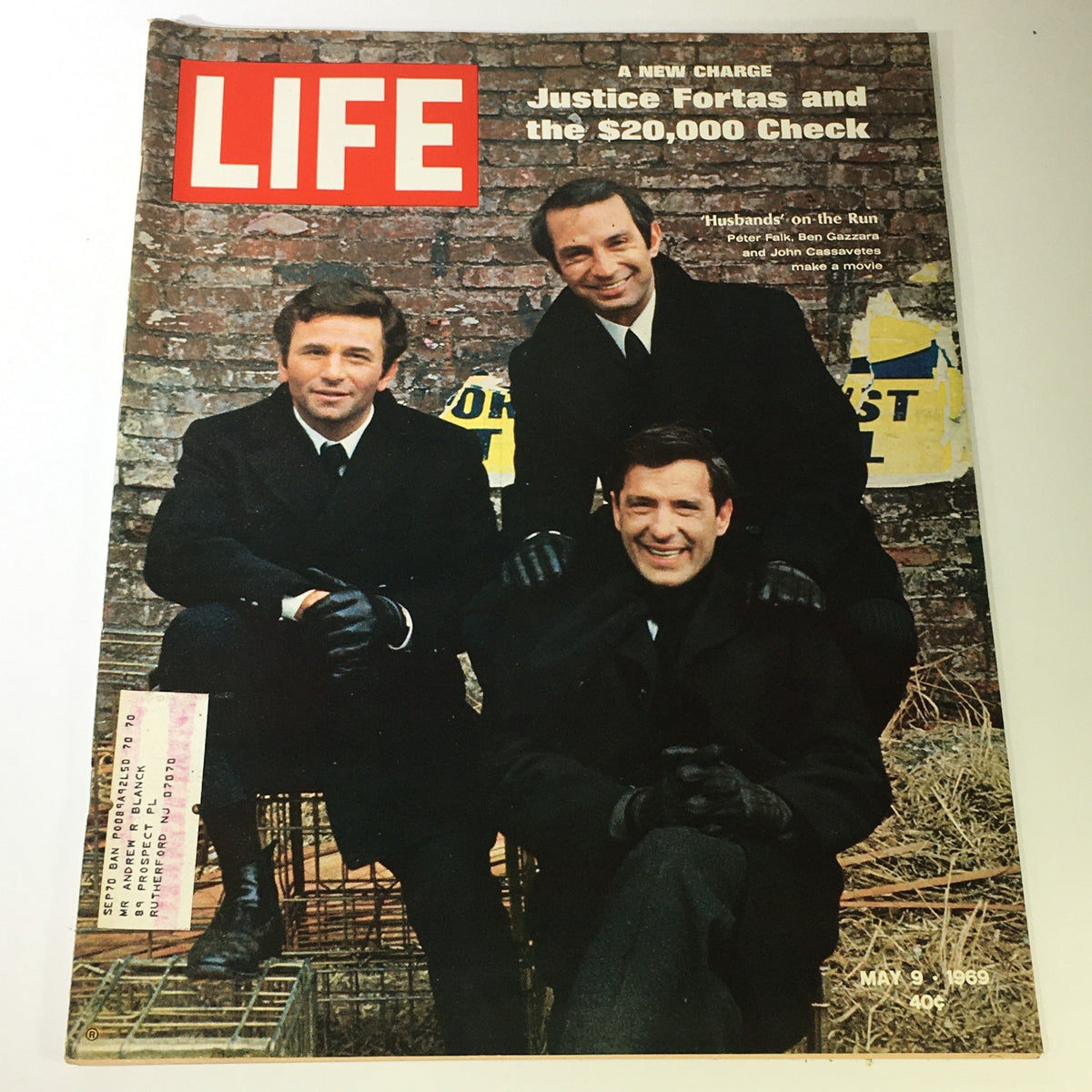 Vintage Life Magazine cover from May 9, 1969 featuring Peter Falk, Ben Gazzara, and John Cassavetes, showcasing iconic actors in the entertainment industry.