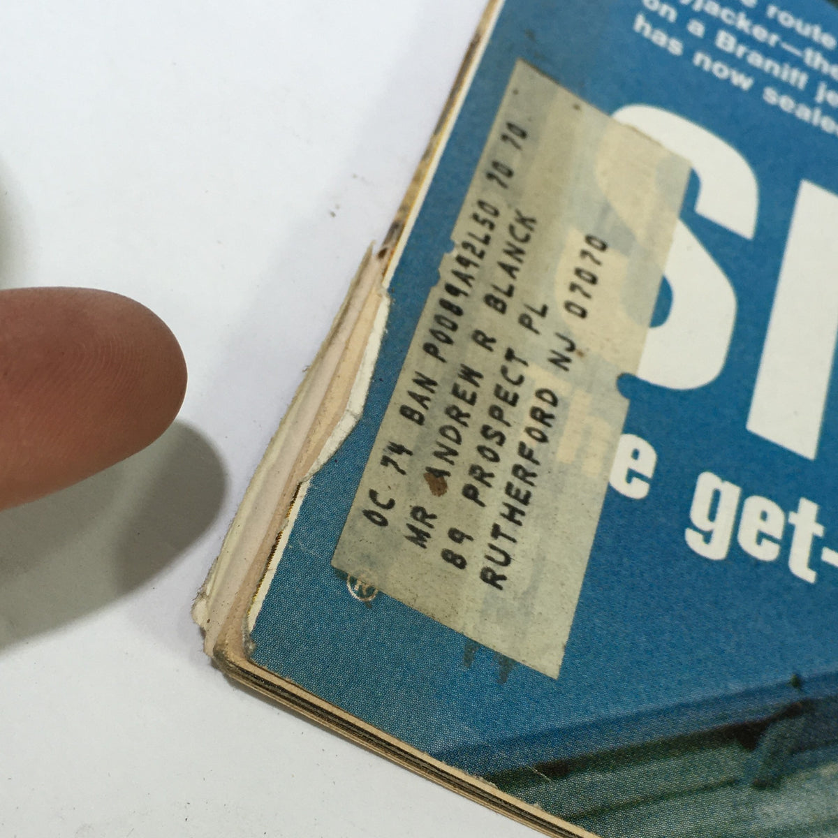 Close-up of the address label on the cover of VTG Life Magazine August 11 1972, highlighting the vintage magazine's condition and history.