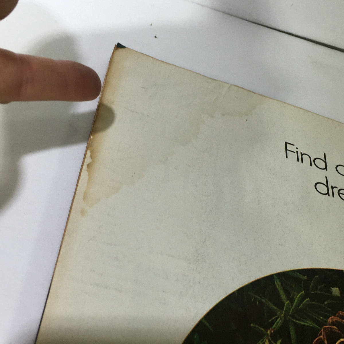 Image of the inside corner of the Vintage Life Magazine December 12, 1969, displaying slight water damage and aging marks on the pages.