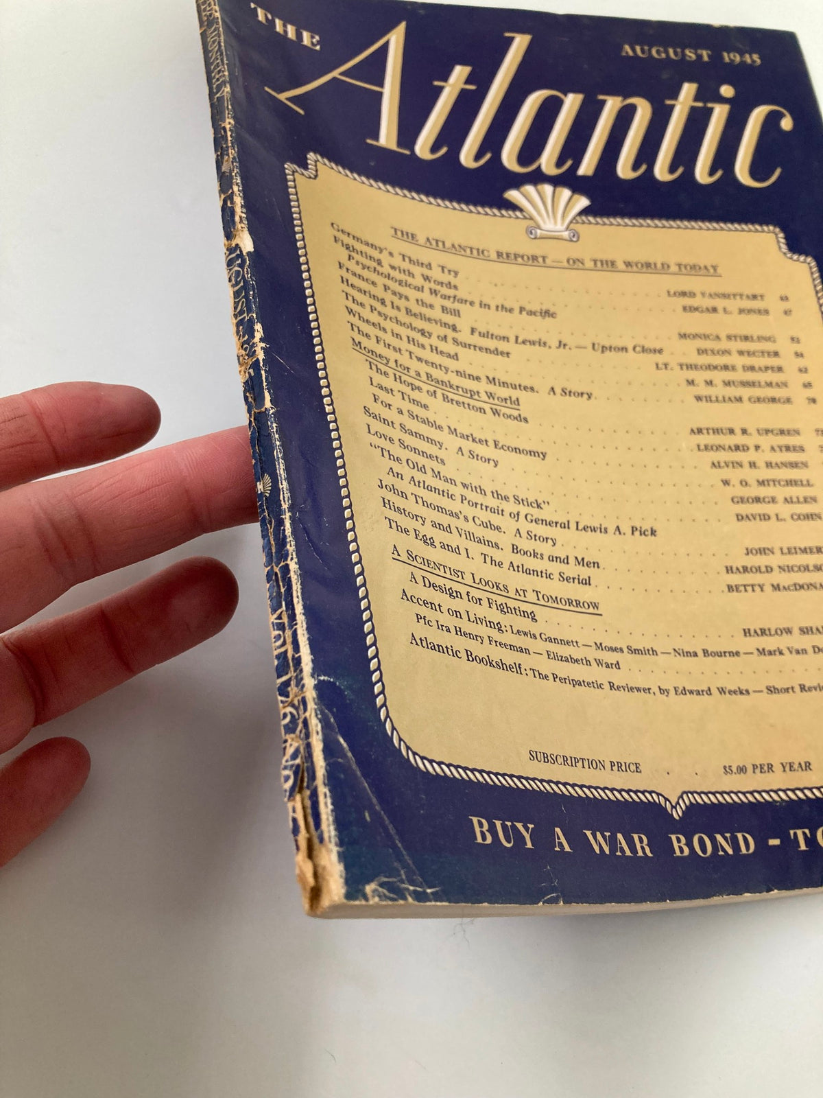 Vintage The Atlantic Magazine August 1945 Report on the World Today No Label