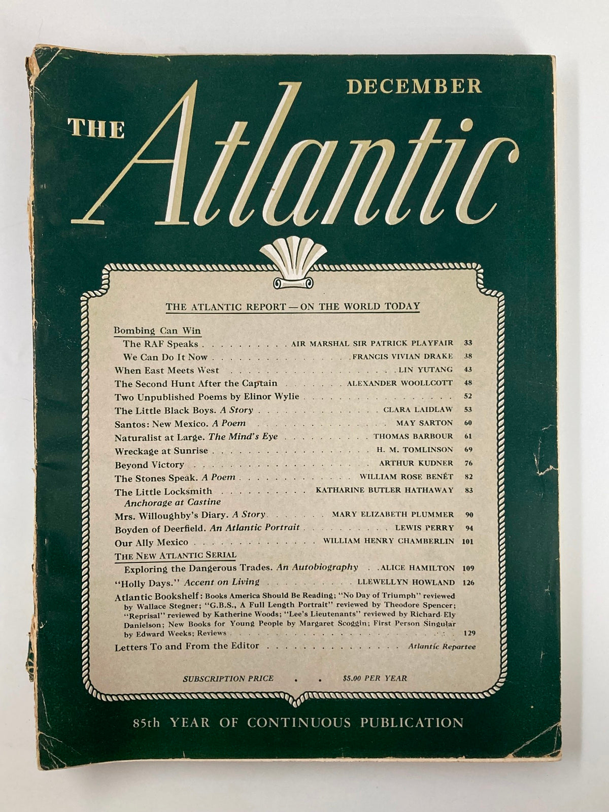 Vintage The Atlantic Magazine September 1942 The Little Locksmith No Label
