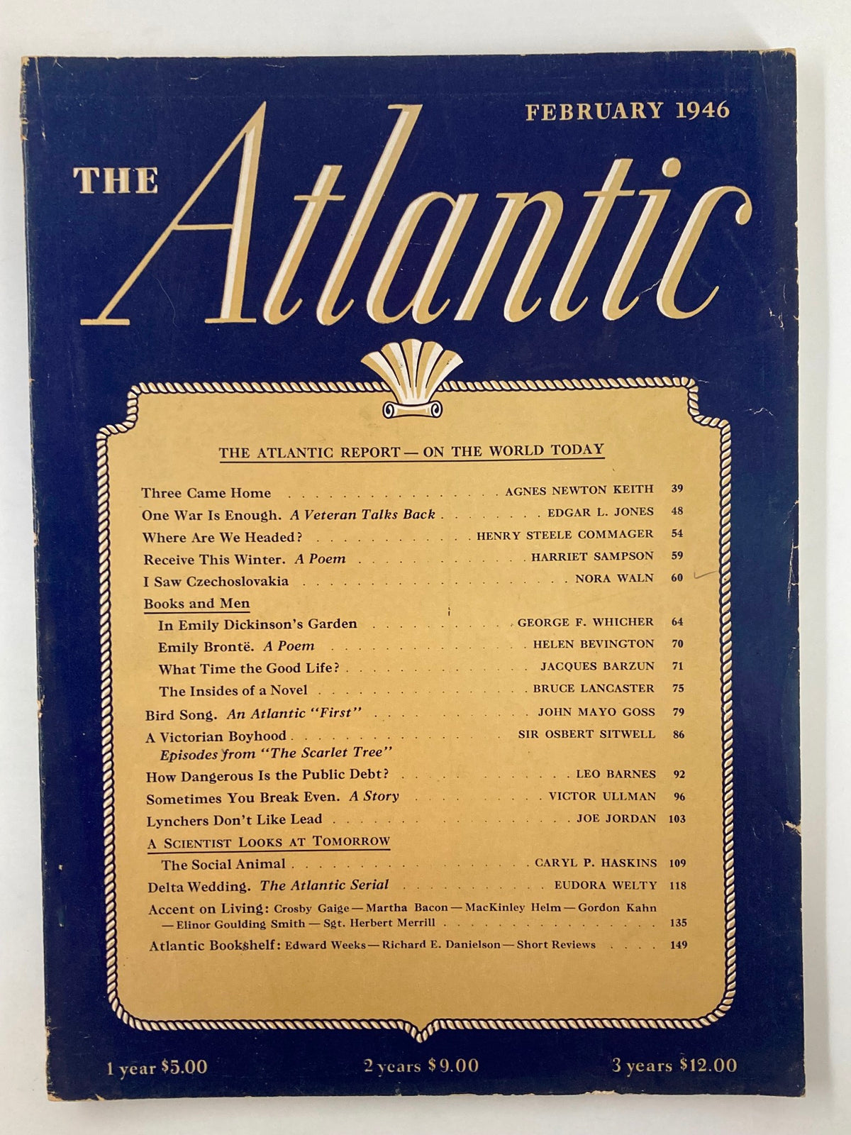 Vintage The Atlantic Magazine February 1946 In Emily Dickinson's Garden No Label