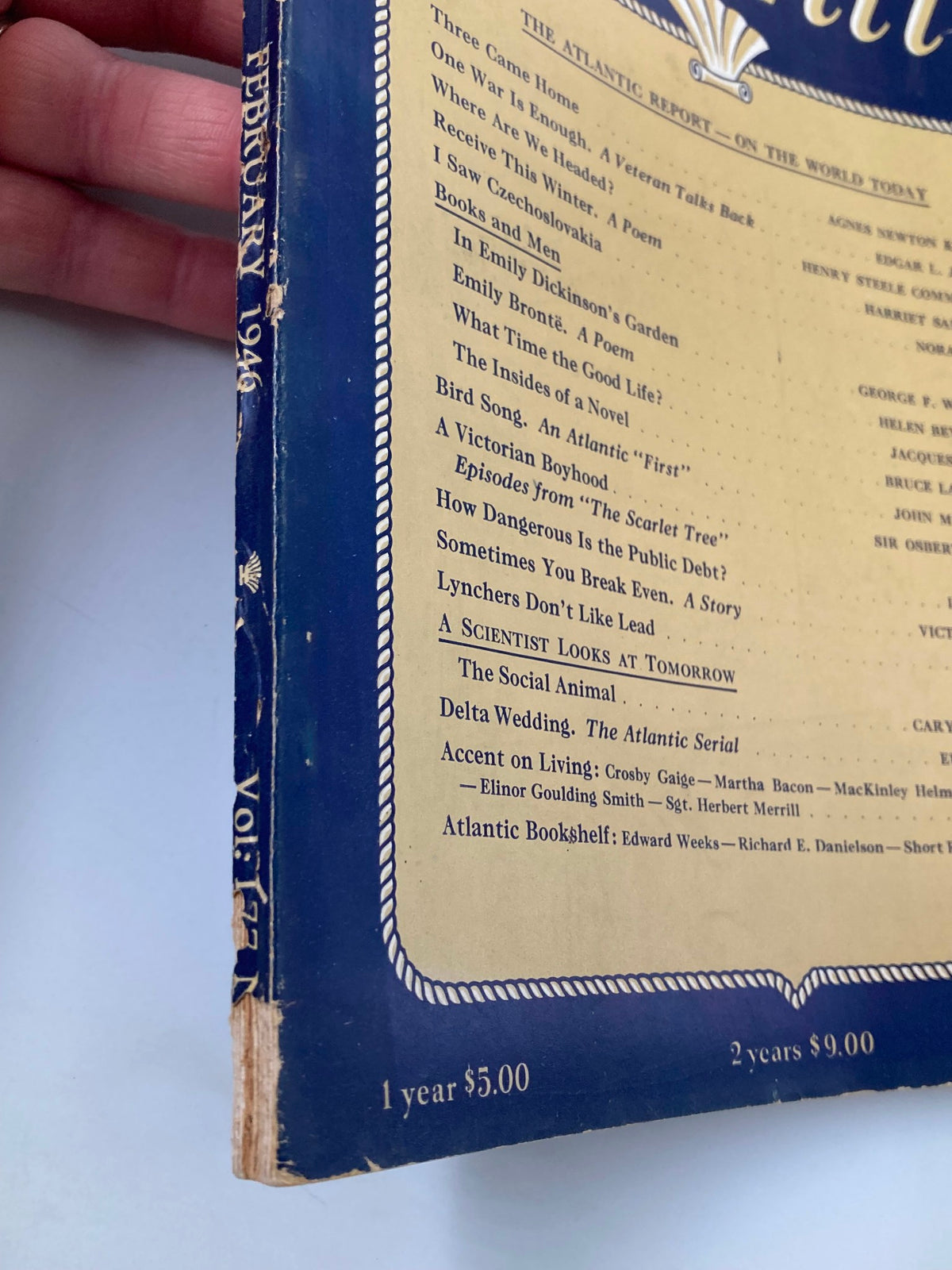 Vintage The Atlantic Magazine February 1946 In Emily Dickinson's Garden No Label