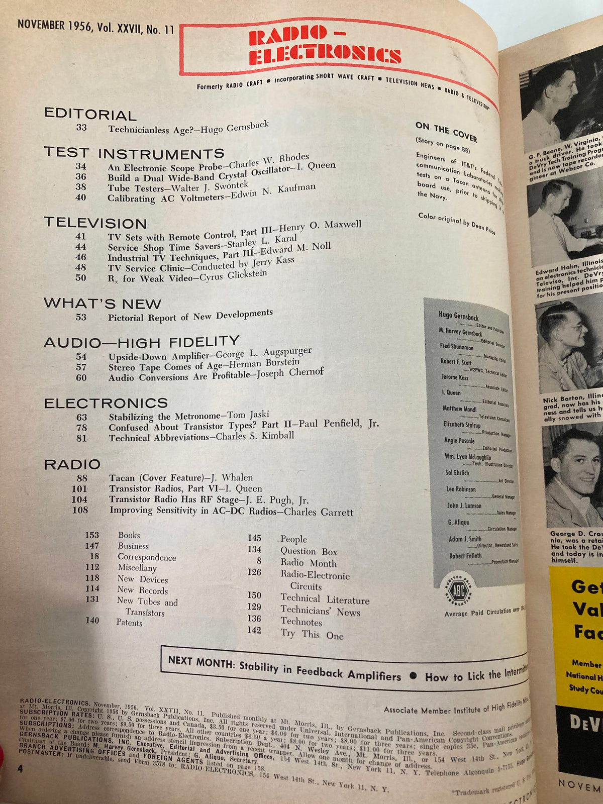 Vintage Radio-Electronics Magazine November 1956 Build This Upside-Down Amplifier