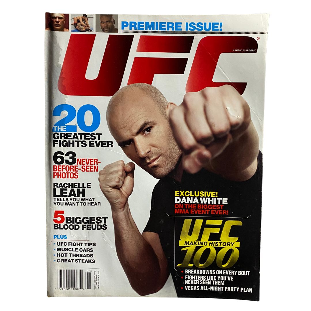 UFC Magazine Summer 2009 No. 1 Premier Issue featuring Dana White on the cover, showcasing the 20 Greatest Fights, exclusive content, and MMA highlights.