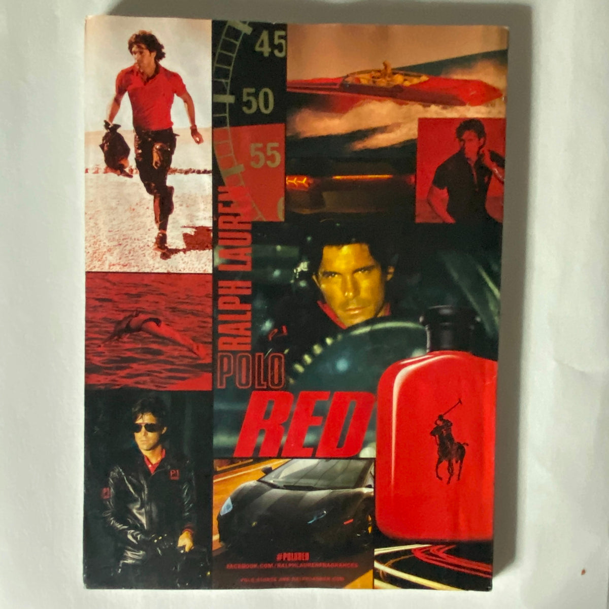 Back cover of Vogue US Magazine November 2015 displaying an advertisement for Ralph Lauren Polo Red, featuring a dynamic and bold design.
