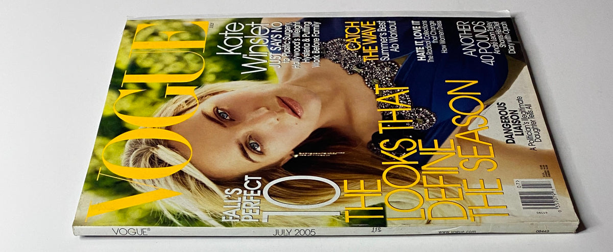 Vogue Magazine July 2005 with Kate Winslet on the cover, emphasizing ‘The Looks That Define the Season’. In very good condition, perfect for collectors.