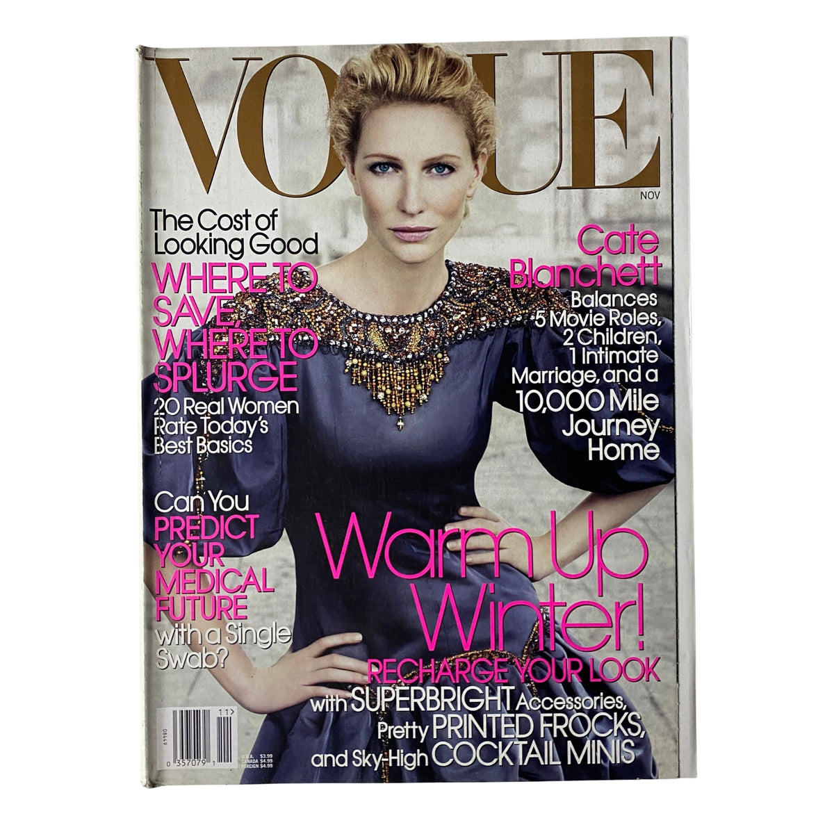 Vogue Magazine November 2006 cover featuring Cate Blanchett, showcasing high-fashion editorial content and trend highlights like winter styles and accessories.
